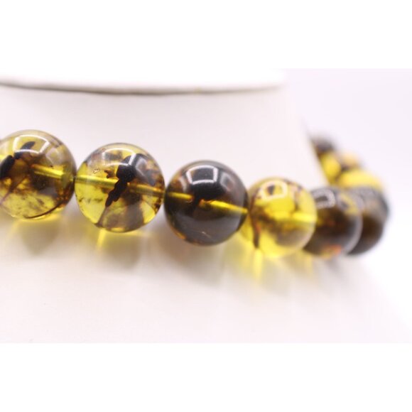 Vintage Lucite Faux Baltic Amber Large Bead 18" Necklace Gold-Tone Barrel Clasp - Picture 5 of 12
